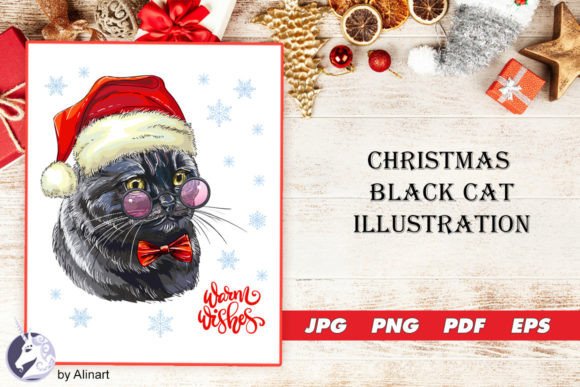 Christmas Black Cat Illustration: A Designer's Review