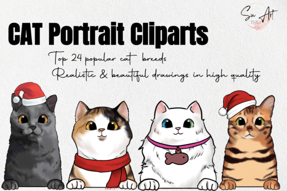 Christmas Cat Cliparts: Illustrations for Sellers