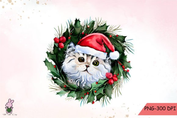 Christmas Cute Persian Cat: Festive Illustrations for Brands