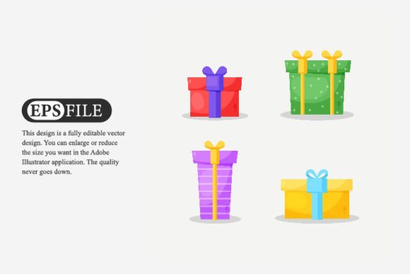 Christmas Gift Box Cartoon Style for Illustrations