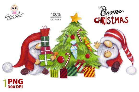 Christmas Gnomes Decorate the Christmas: Festive Illustrations