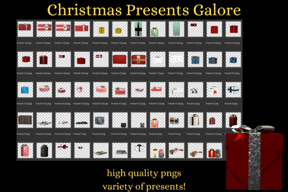 Christmas Holiday Present PNG Overlays: Festive Illustrations