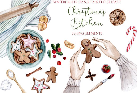 Christmas Kitchen Clipart: Festive Illustrations