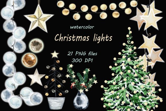 Christmas Lights Clipart PNG Winter Illustrations Review