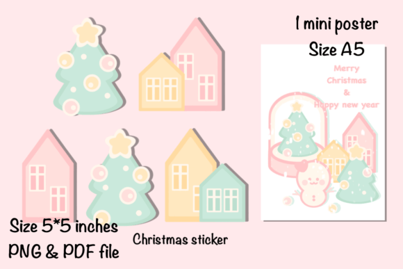 Christmas Sticker Mini Poster: Fresh Illustrations