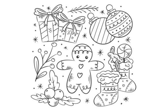 Hand Drawn Christmas Ornament Set of Illustrations