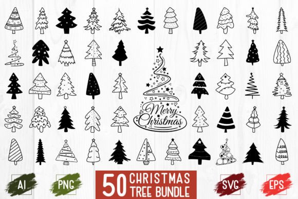 Hand Drawn CHRISTMAS TREE Bundle: Festive Illustrations