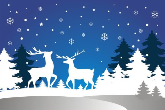 Merry Christmas Background with Deer: Illustrations Review