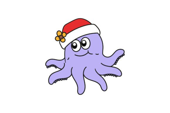 Octopus Celebrating Christmas: Festive Illustrations