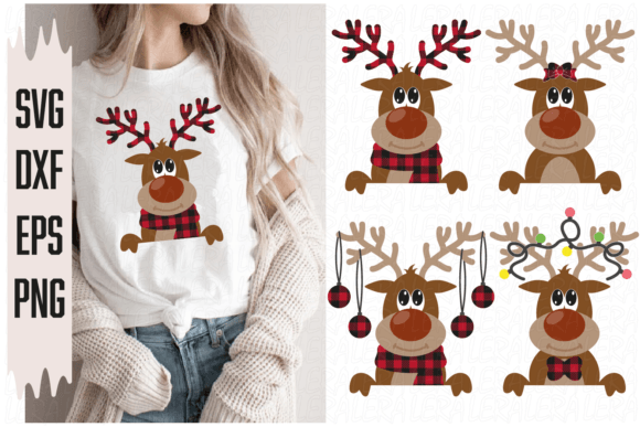 Peeking Reindeer: Festive Illustrations for Brands