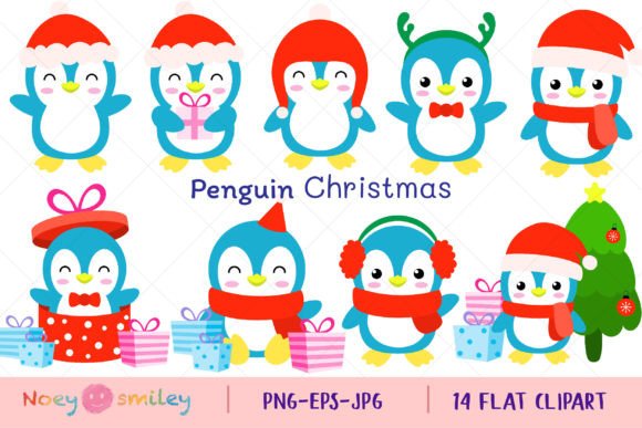 Penguin Christmas Flat Clipart & Illustrations Review