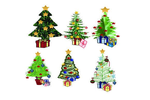 Set of 6 Christmas Trees: Premium Illustrations