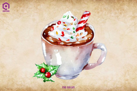 Watercolor Christmas Hot Cocoa 21: Festive Illustrations